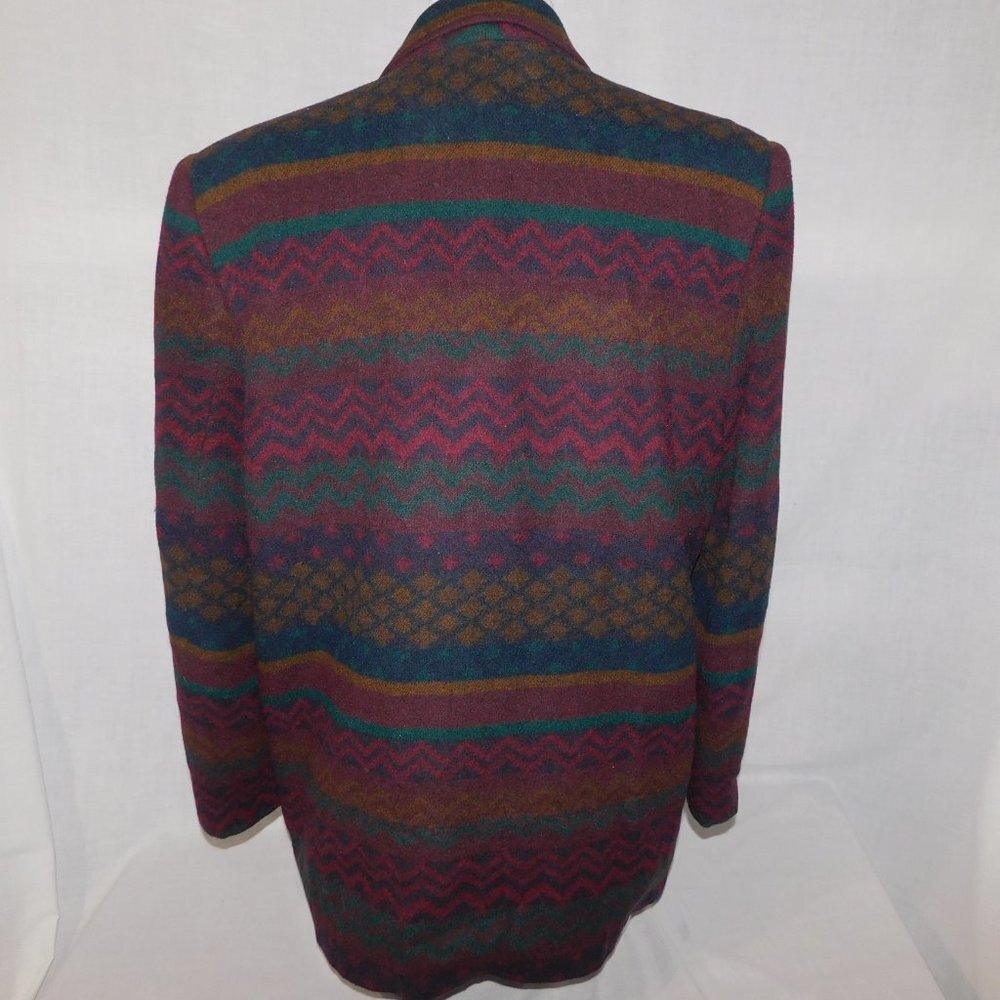 VTG 90s Navajo Southwestern Print Oversized Wool Blend Blazer Two Roads Women 11 - Picture 13 of 15